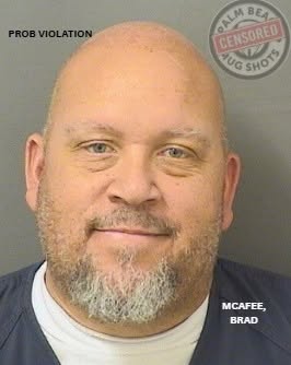 May be an image of text that says 'PROBVIOLATION VIOLATION OALM BEA CENSORED CENSORED AUG SHOTS MCAFEE, BRAD'