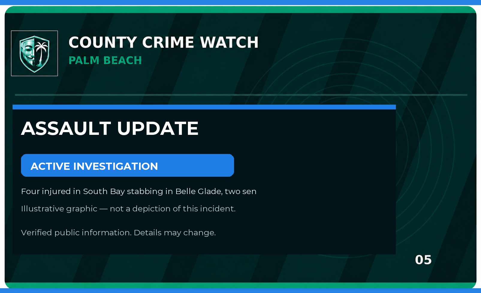 Palm Beach County Assault Investigation Update: Four injured in South Bay stabbing in Belle Glade, two sent to trauma center